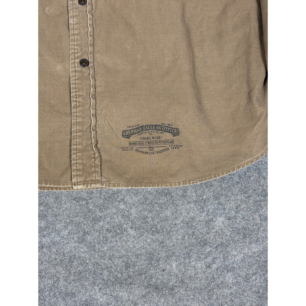 American Eagle Outfitters Mens XL Vintage Slim Fit Corduroy Western Shirt Tan - Picture 2 of 10